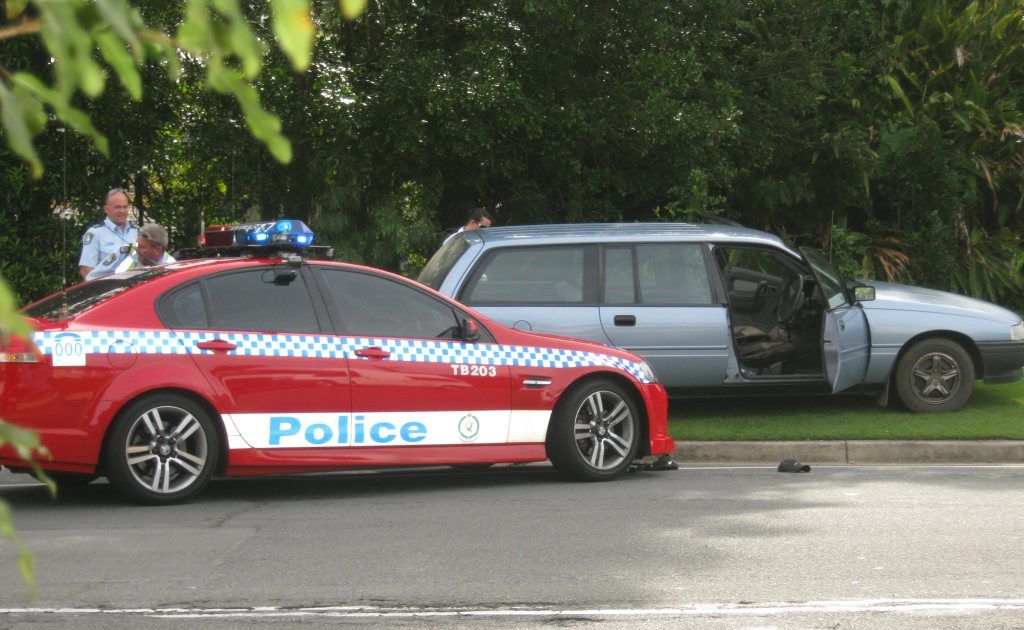 A police chase from Byron ended in Dry Dock Rd, Tweed Heads South, yesterday.